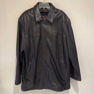 Vtg Leather‎ Jacket Coat Mens Size Large Removable Lining Soft Lamb Leather